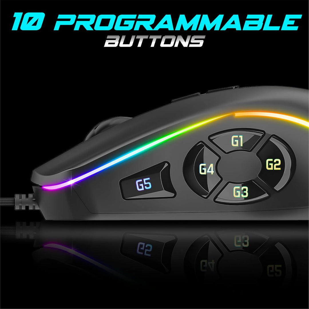 SPIRIT OF GAMER x ELITE M30 | PC Gaming Maus mit Kabel | 10 Programmierbare Tasten | Optischer Senso