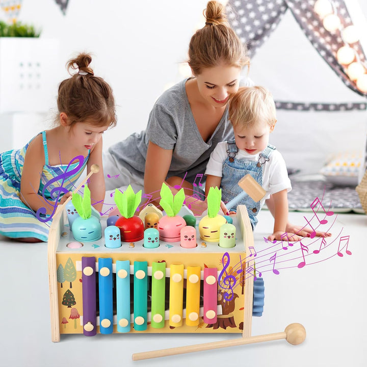 Montessori Spielzeug ab 1 Jahr, 9 in1 Kinderspielzeug Holzspielzeug Motorikspielzeug Hammerspiel Ste