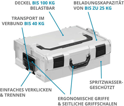 Bosch Sortimo L-BOXX 136 6000003650 lichtgrau/schwarz | Grösse 2 | Professioneller Werkzeugkoffer le