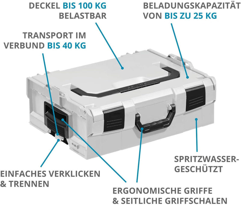 Bosch Sortimo L-BOXX 136 6000003650 lichtgrau/schwarz | Grösse 2 | Professioneller Werkzeugkoffer le