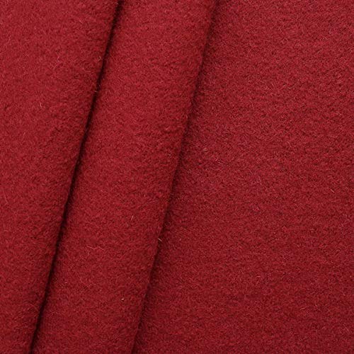 STOFFKONTOR Walkloden Wollstoff Meterware, 100% Wolle, Farbe Dunkel-Rot, Isolierend & Beidseitig ver