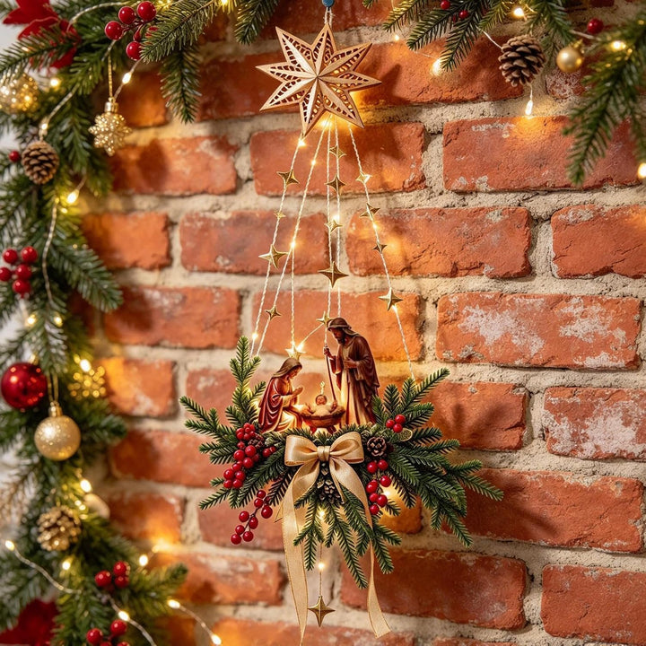 Beleuchtete Weihnachtskrippe Wanddekoration 2D Acryl Stern Ornament