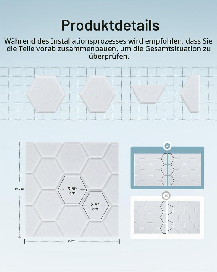 18 Stück Akustikplatten Selbstkleben, Schallabsorber, 30x30x0.9cm, Schalldämmung Wand tür Decken, Ak