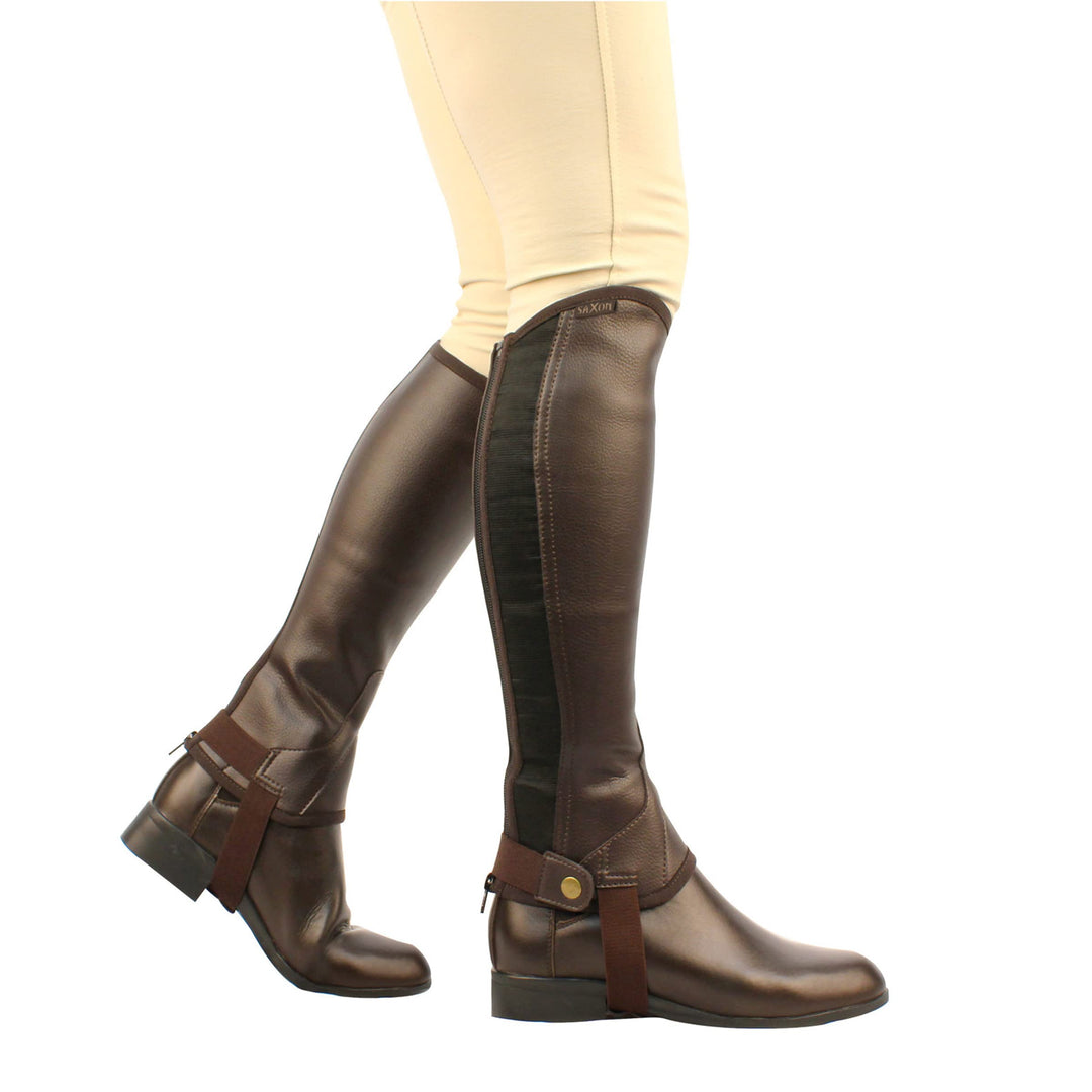 Saxon Equileather Half Chaps, Herren, schwarz, Medium