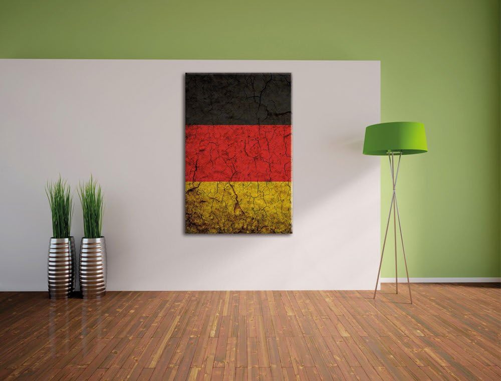 Deutschlandfahne, Format: 100x70 auf Leinwand, XXL riesige Bilder fertig gerahmt mit Keilrahmen, Kun