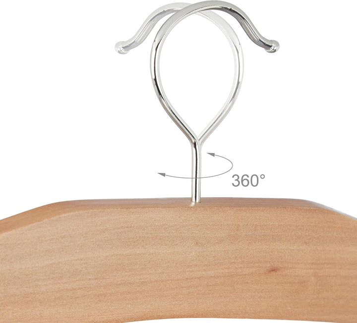 Relaxdays 1 x Rockbügel, Hosenbügel Holz, 360° drehbarer Haken, Kleiderbügel rutschfest, HBT 45,5x39
