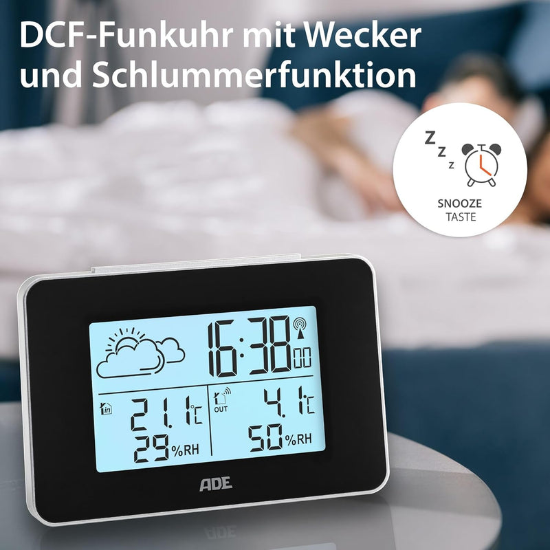 ADE Digitale Wetterstation Funk mit Aussensensor | Innen und Aussentemperatur | Luftfeuchtigkeitsmes