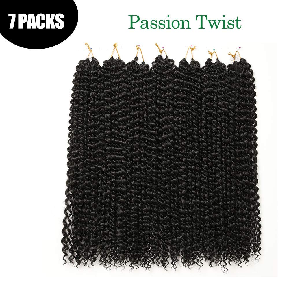 Passion Twist Hair, 7 Packungen 18-Zoll-Wasserwellen-Häkelhaar für langes böhmisches Haar Flechten v