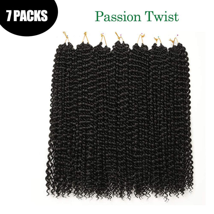 Passion Twist Hair, 7 Packungen 18-Zoll-Wasserwellen-Häkelhaar für langes böhmisches Haar Flechten v