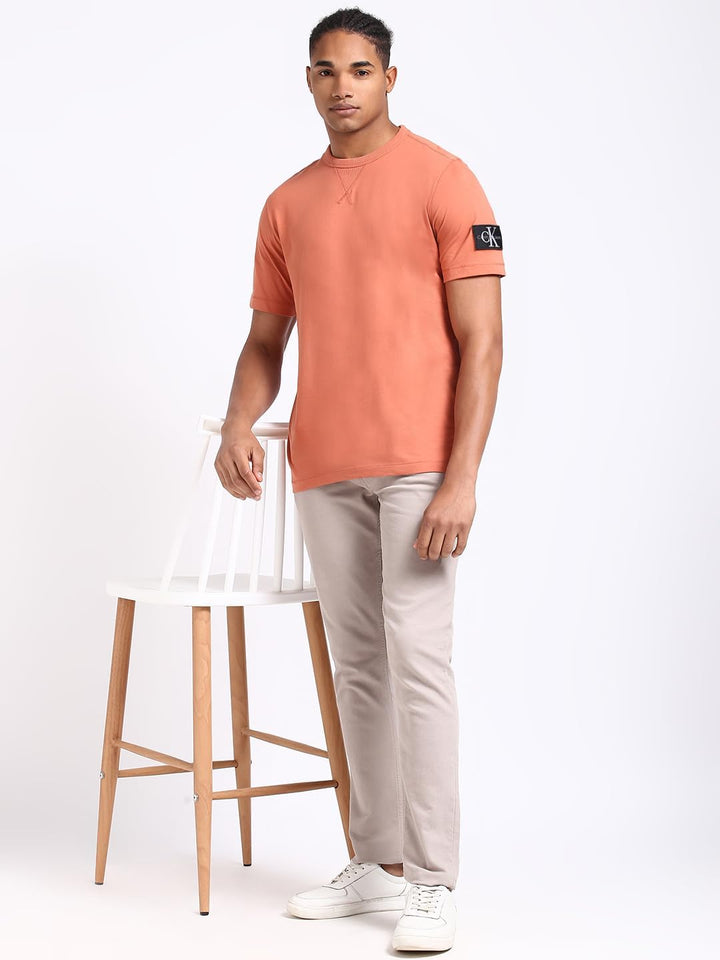 Calvin Klein Herren T-Shirt Kurzarm Badge Regular Tee Rundhalsausschnitt XXS Aragon, XXS Aragon