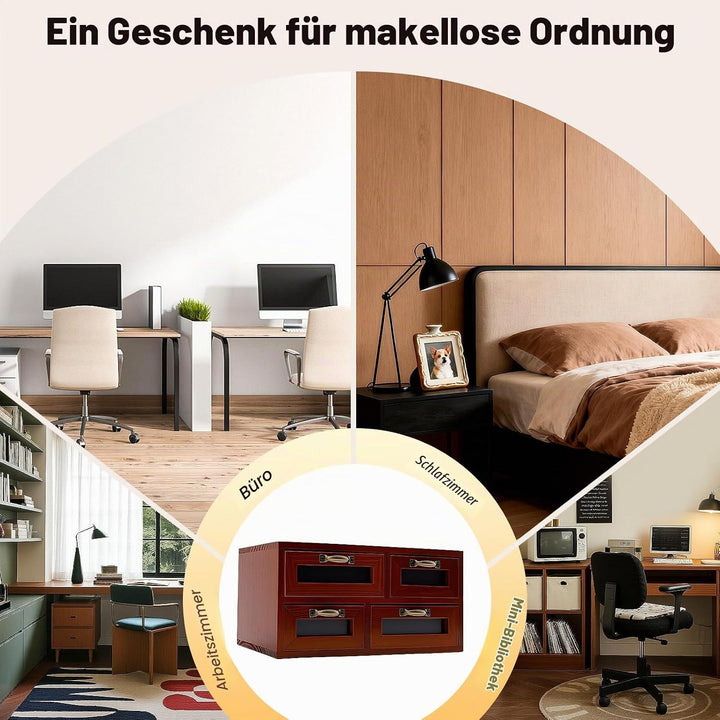 Schreibtisch Organizer Holz Aufbewahrungsschrank Mit 4 Schubladen FüR Zuhause Vintage Holzschubladen