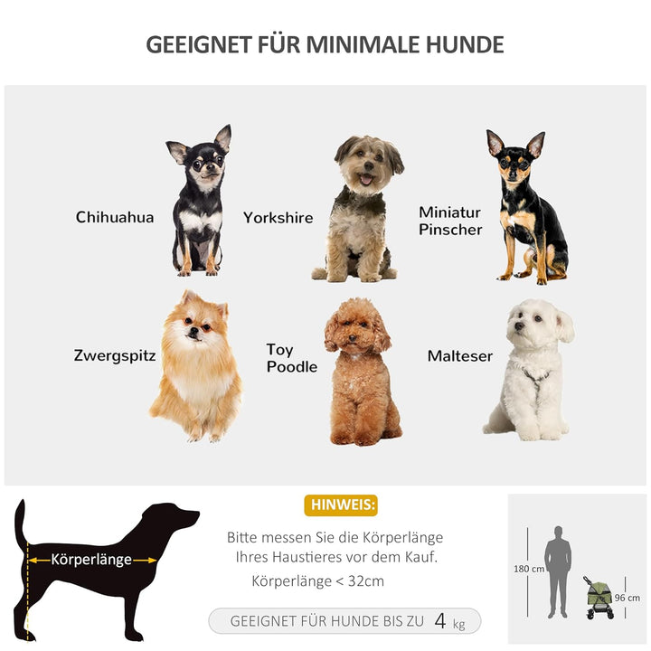 PawHut Hundewagen Hundebuggy mit Klappfunktion Pet Stroller für kleine Hunde und Katzen Haustierwage