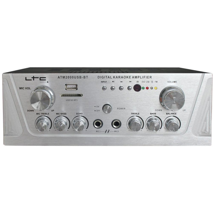 ATM2000USB-BT - LTC - Stereoverstärker mit 2 x 50 W - USB, SD und Bluetooth - Silber, ATM2000USB-BT