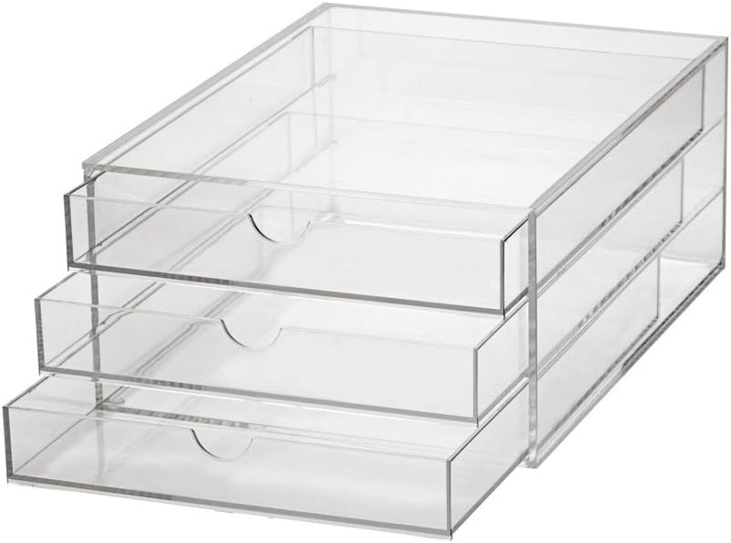 MAUL Schubladenbox A4 aus Acryl | Schreibtisch Organizer mit 3 Fächern zur Aufbewahrung von Papier,