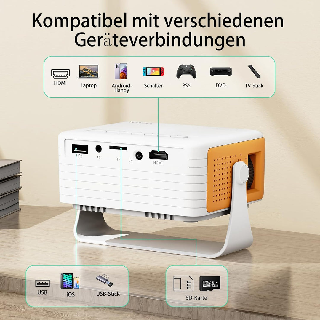 Mini Beamer – Projektor Full HD 1080P unterstützt, Yoton Y3 Beamer Handy für Telefon/PC/PS4/PS5/Xbox
