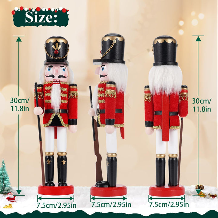 COMBIUBIU 2PCS Nussknacker Figur,30CM Nussknacker Soldat Aus Hochwertigem Kiefernholz,Deko FüR Zuhau