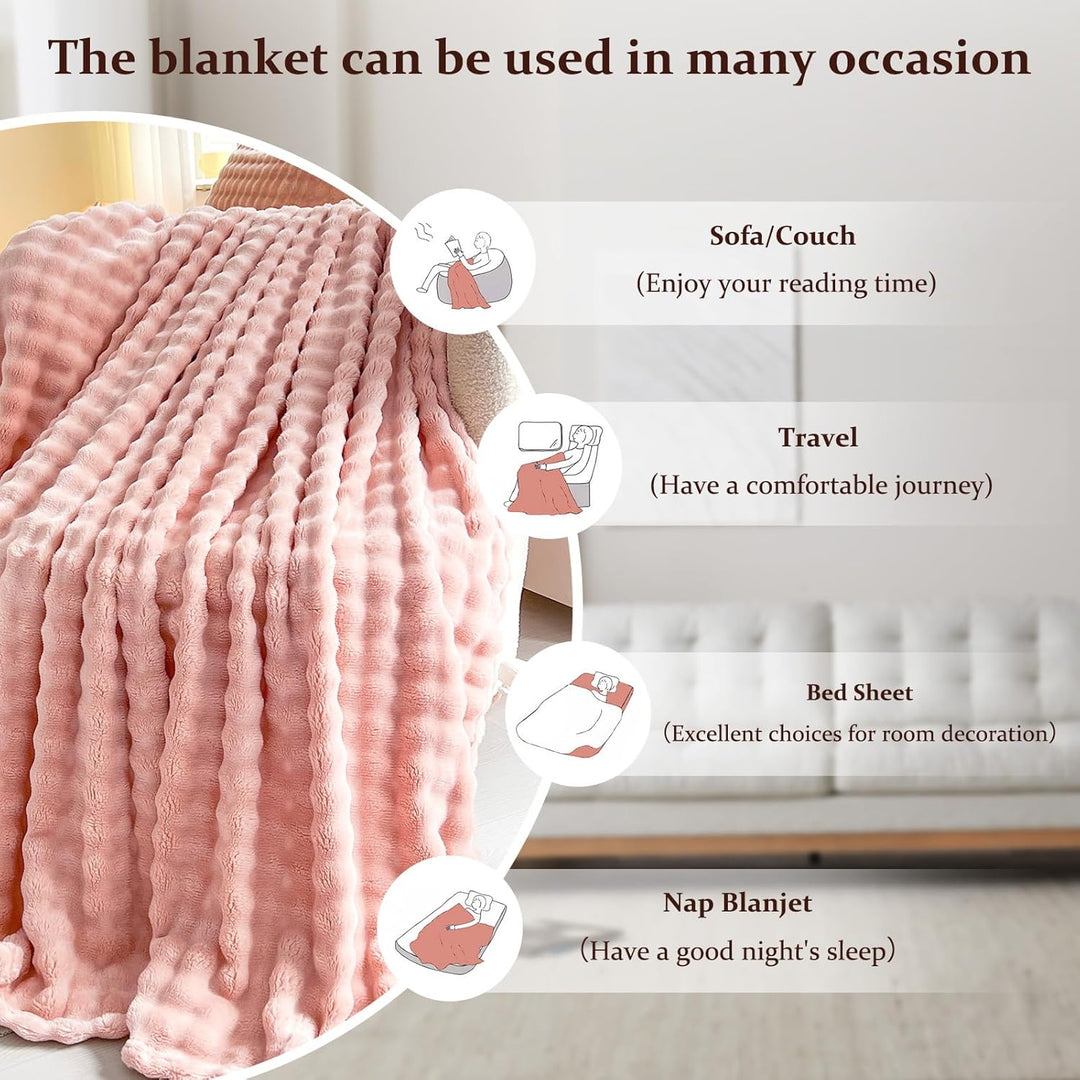 Kuscheldecke Milchsamt Blasen Decke Super Soft Wohndecke Dick 450 G/M² Flanell Decke Couchdecke Warm