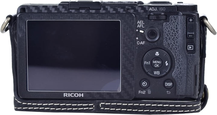 Rieibi Ricoh GR II Tasche - Vintage PU Leder Kameratasche für Ricoh GR II GRII GR2 DSLR Kamera - Sch
