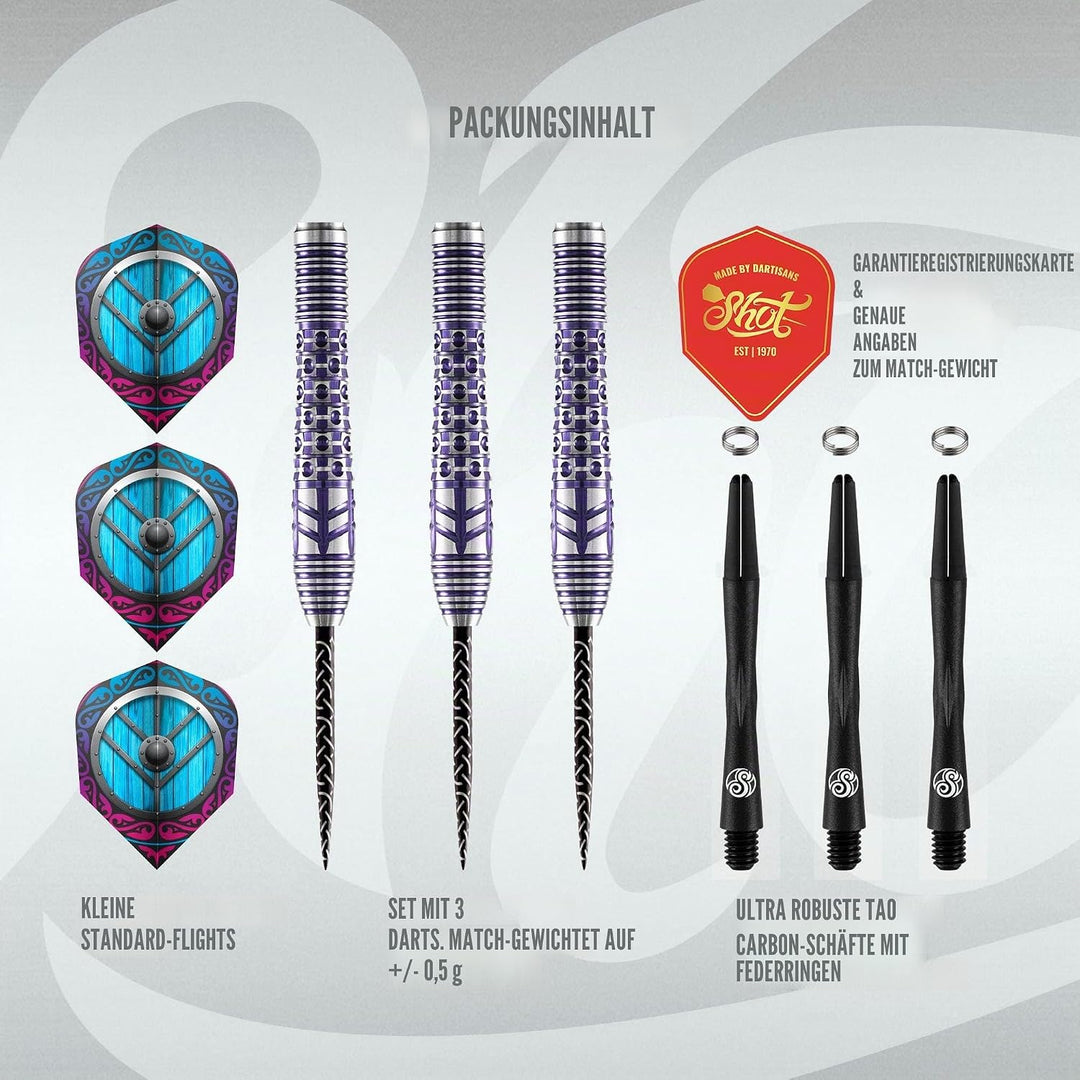 Shot! Darts Viking Shield Maiden 90% Tungsten Pro Throwing Darts Steel Tip Set, Professional – Made