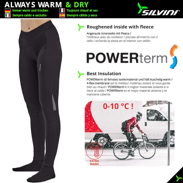 SILVINI RAPONE PAD Fahrradhose Damen lang gepolstert Thermo Radhose Damen lang Radlerhose Damen lang