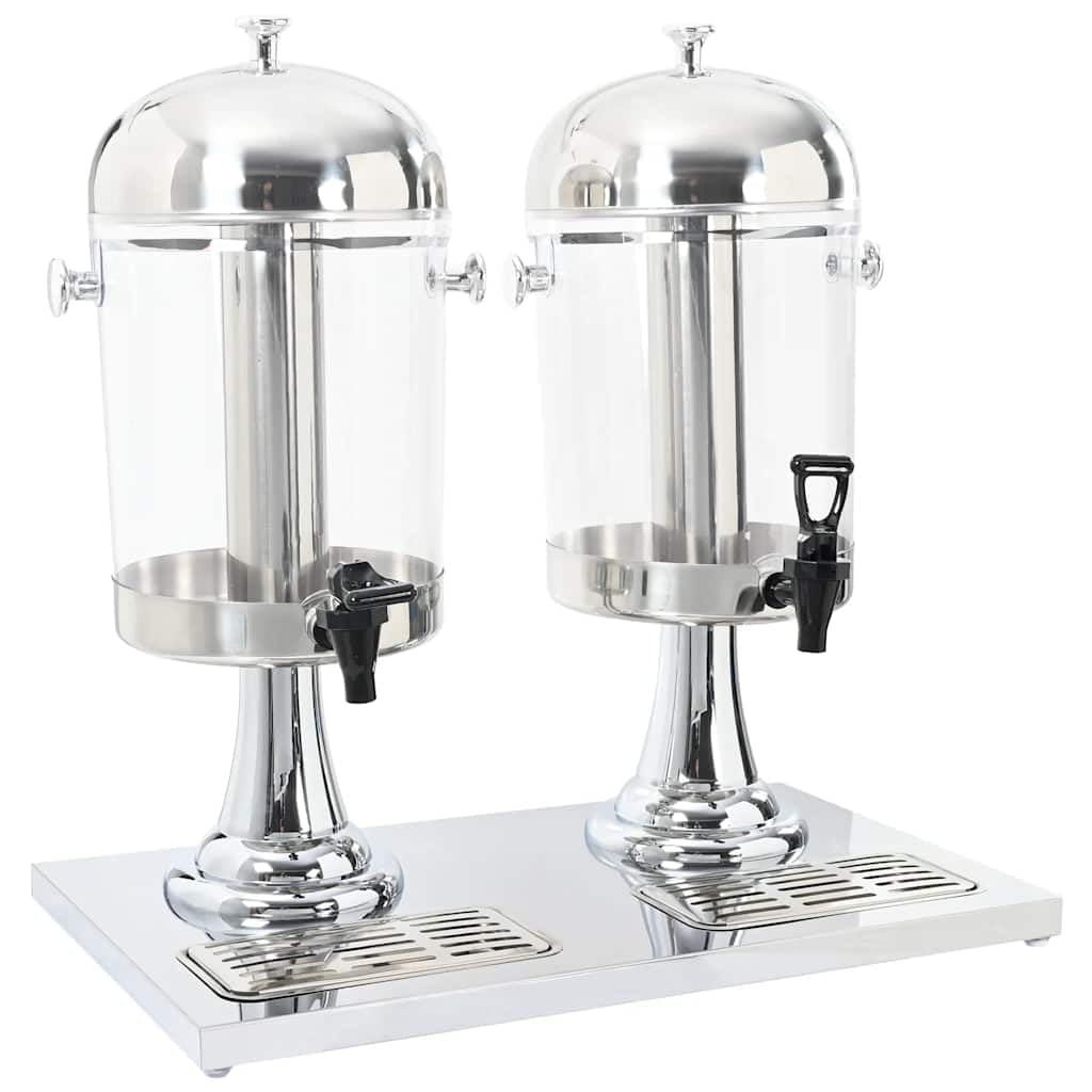 vidaXL Getränkespender Saftspender Wasserspender 2-Fach Edelstahl 2 x 8 Liter
