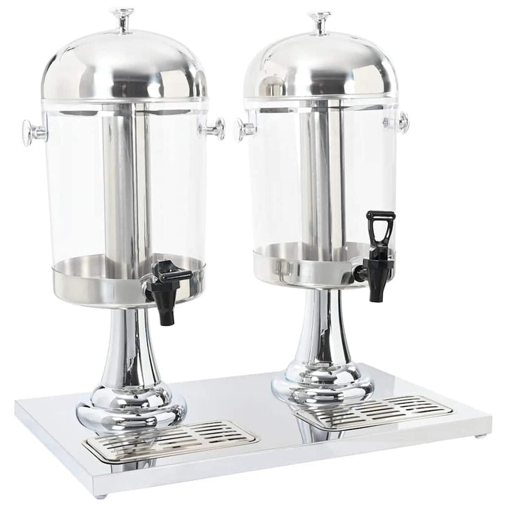 vidaXL Getränkespender Saftspender Wasserspender 2-Fach Edelstahl 2 x 8 Liter