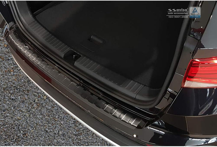 Avisa Schwarz Edelstahl Heckstossstangenschutz kompatibel mit Seat Ateca 2016-2020 & FL 2020- 'Ribs'