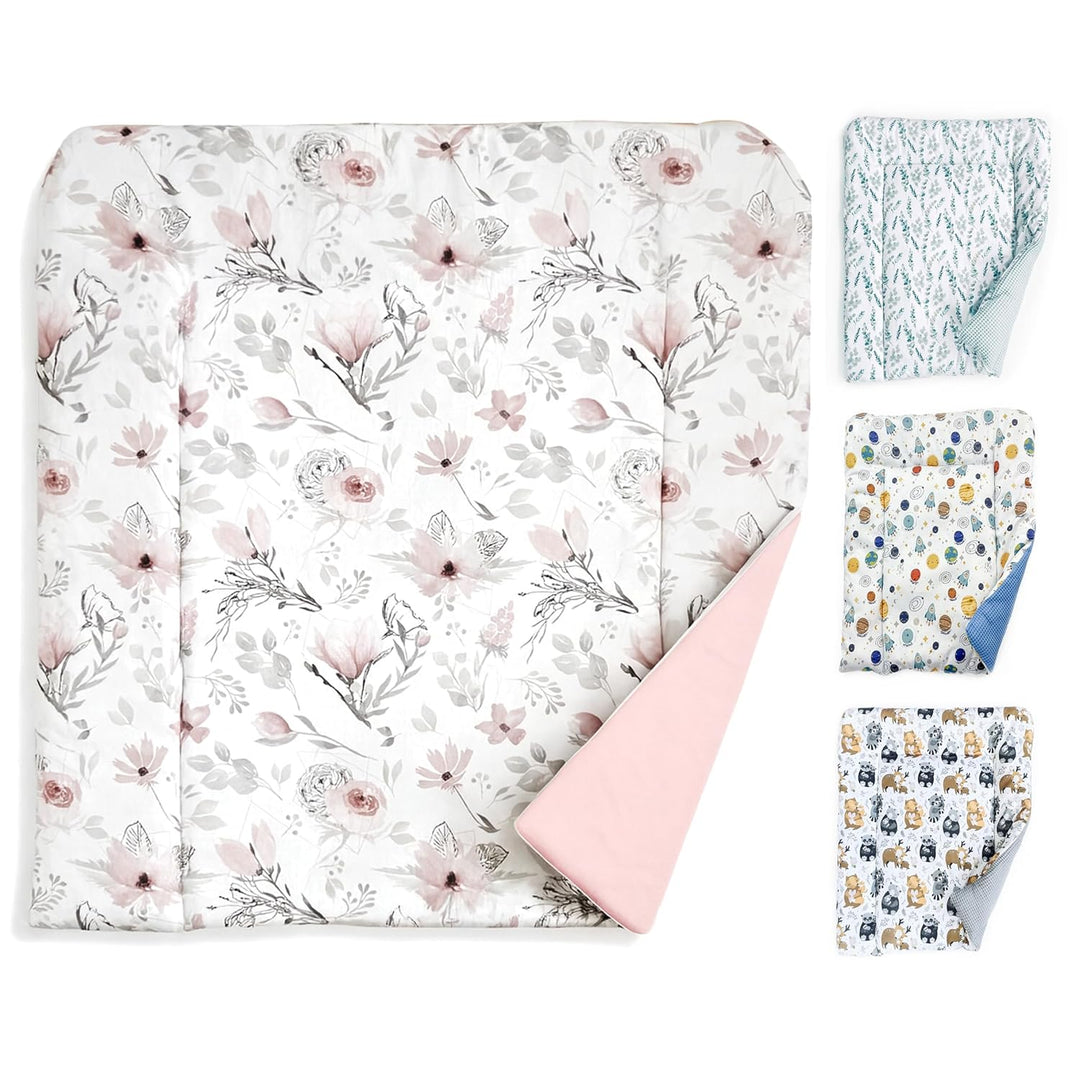 BABEES Wickelauflage Wickelunterlage 75x75 cm 100% Baumwolle Mädchen Junge Baby Kinder zweiseitig (M