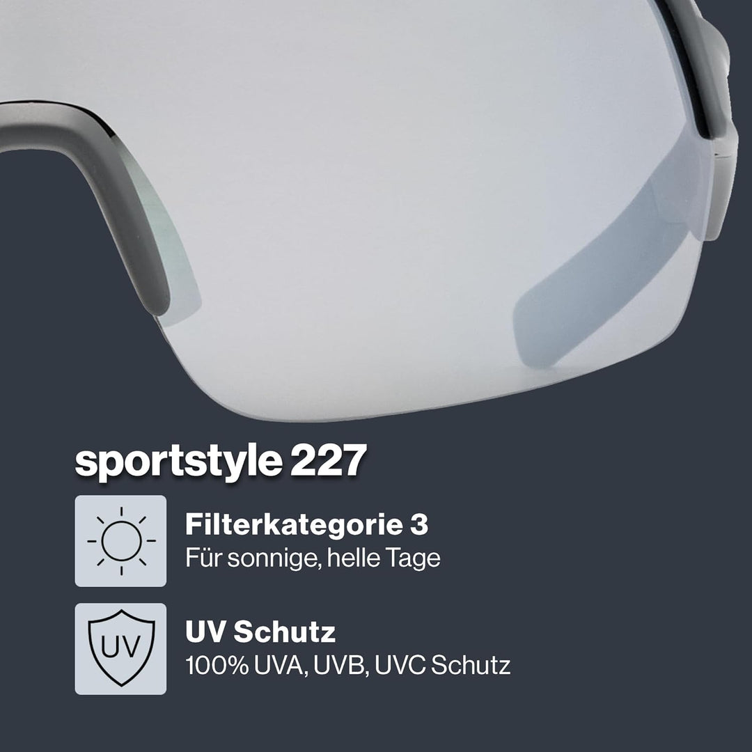 uvex Unisex Sportstyle 227 Sportbrille (1er Pack) Einheitsgrösse grey mat/mirror silver, Einheitsgrö