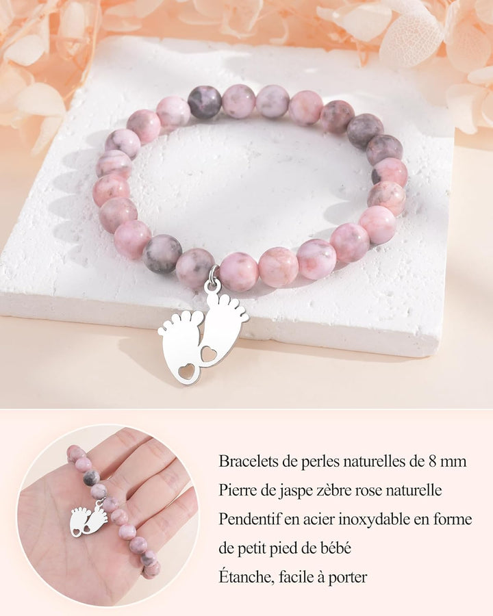 CheersLife Geschenke für Mama Werdende Mutter, Perlen Stein Armband, Mama Geschenk von Tochter Sohn,