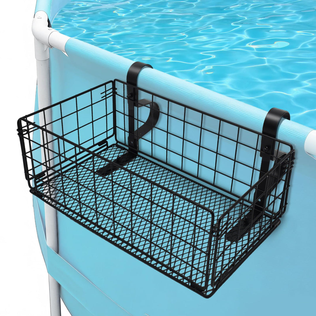 Pool Aufbewahrungskorb, Faltbar Metall Pool Korb Durchbrochenes Design Organisationskorb für oberird