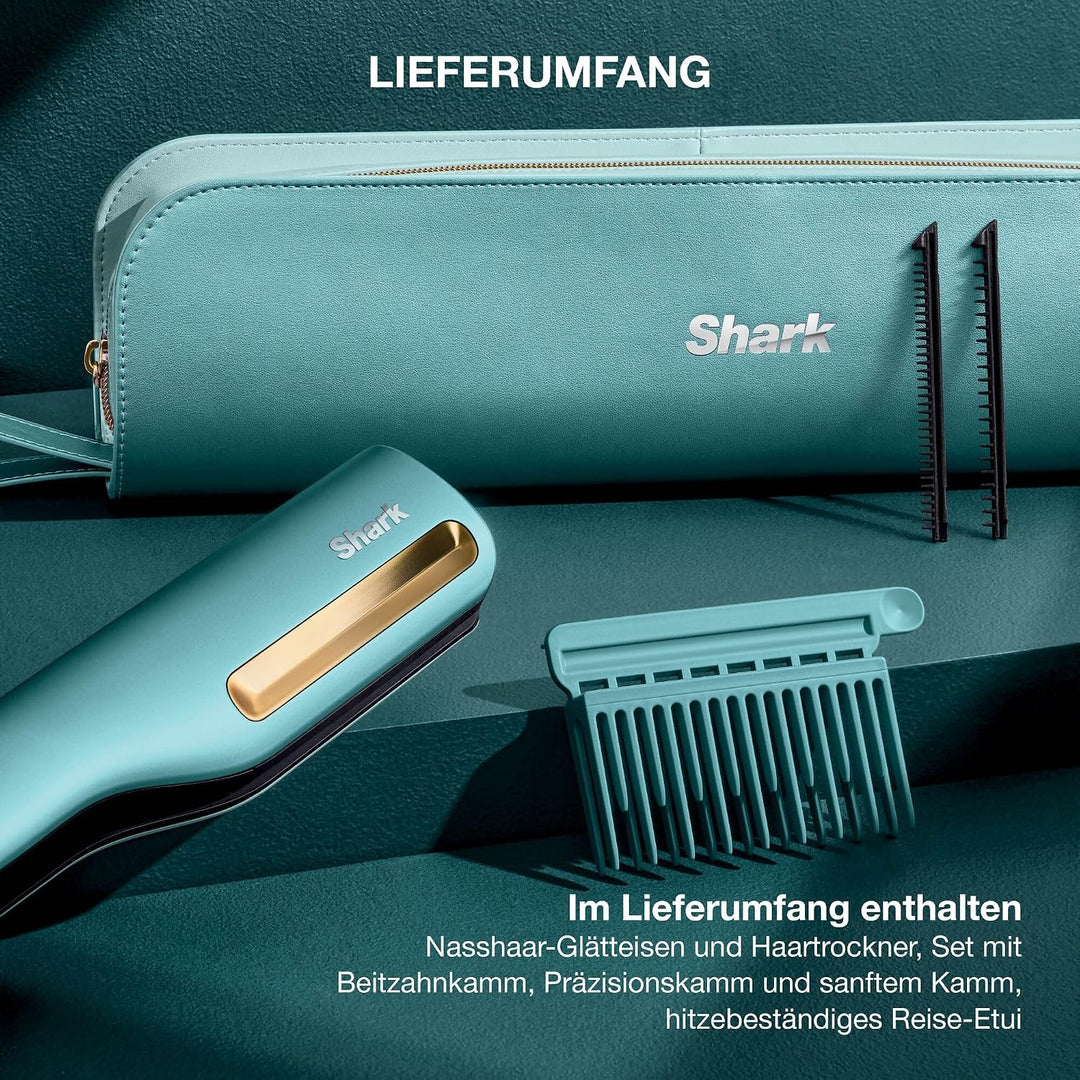 Shark SilkiPro Straight Glätteisen + Haartrockner in einem mit hitzebeständiger Aufbewahrungsbox – T