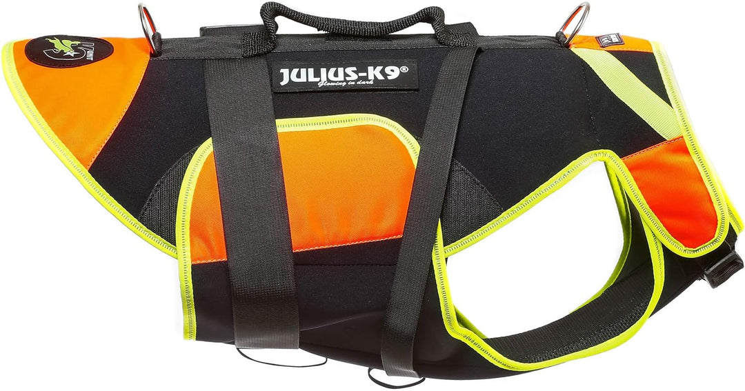 Julius-K9, IDC Multifunktionale Hundeweste 3in1, Grösse: L, Schwarz und UV Orange L Schwarz und Neon