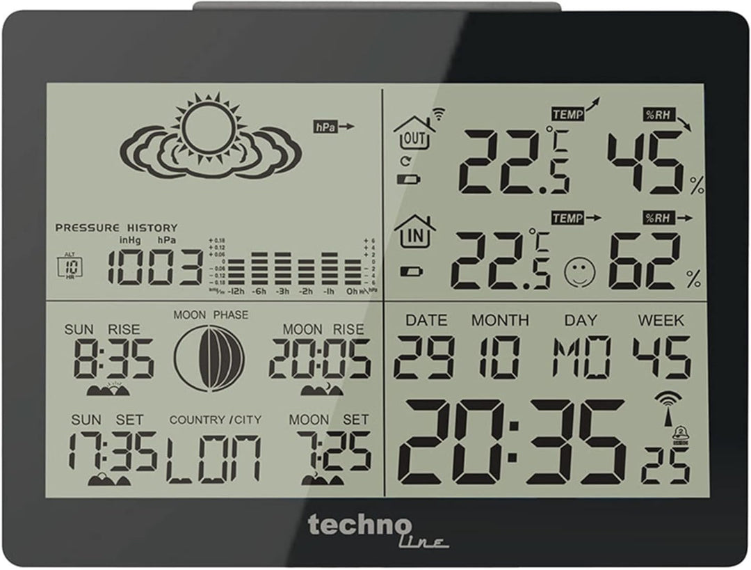 Technoline WS 6760 moderne Wetterstation mit Vorhersage von Wettersituation und Anzeige von Mondphas