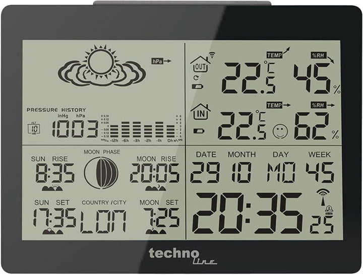 Technoline WS 6760 moderne Wetterstation mit Vorhersage von Wettersituation und Anzeige von Mondphas