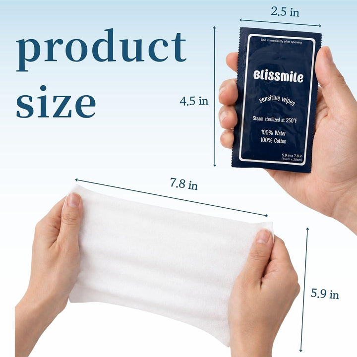 blissmile Feuchttücher aus 100 % Wasser und Baumwolle, Reisegrösse, einzeln verpackt, parfüm- und ko