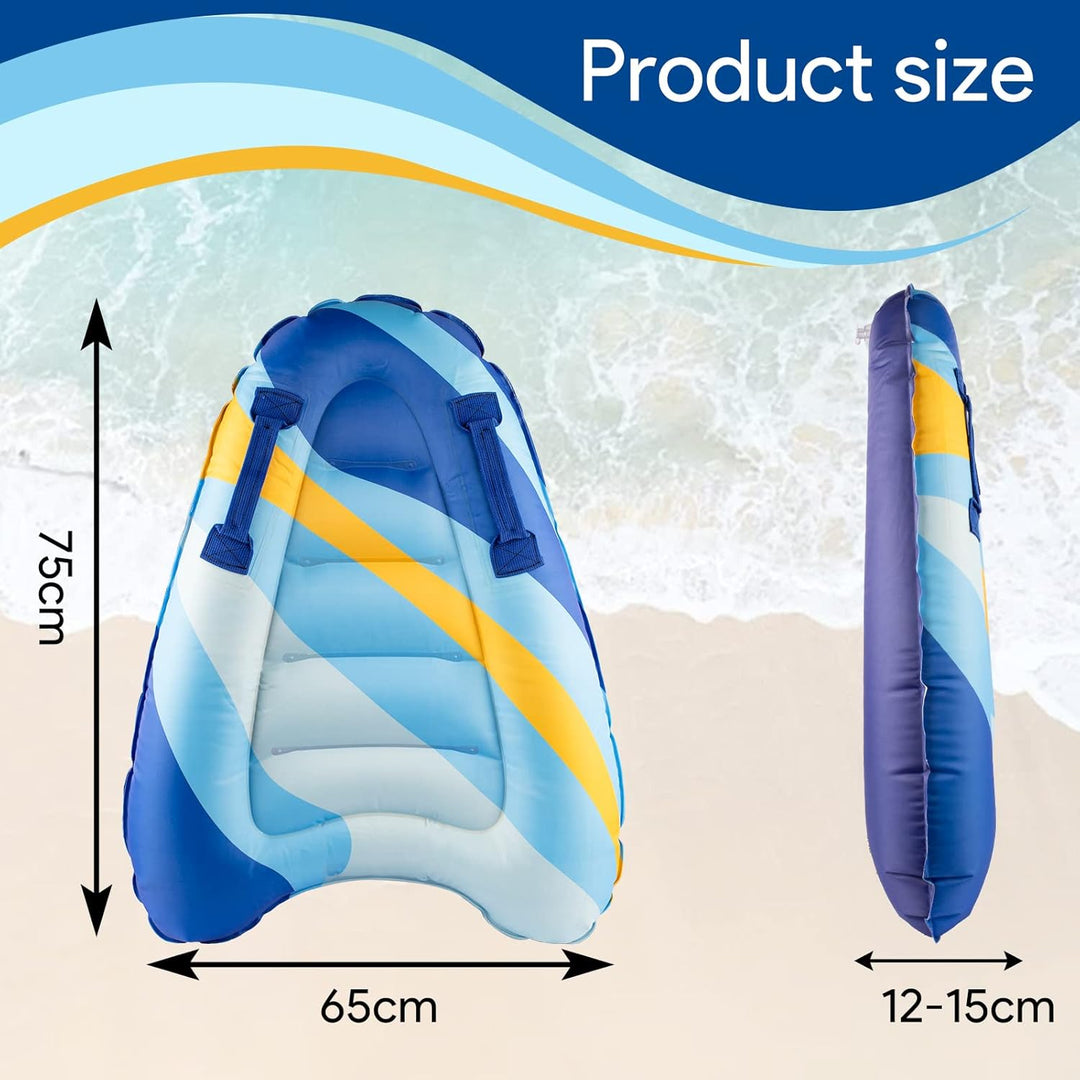 Aufblasbares Bodyboard Tragbares Bodyboard Kinder mit Griffen,Faltbar Schwimmenboard 75 x 65 x 15 cm
