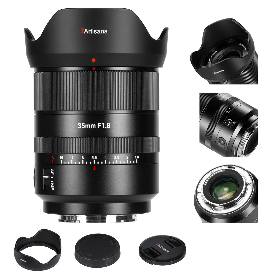 7artisans AF 35mm F1.8 Vollformat-Kameraobjektiv, kompatibel mit Sony E-Mount, grosse Blende, Prime,
