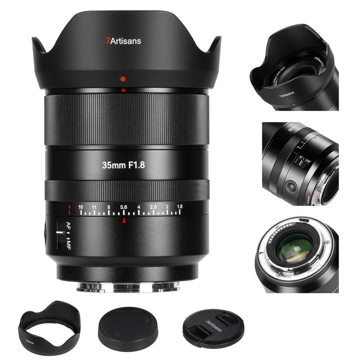 7artisans AF 35mm F1.8 Vollformat-Kameraobjektiv, kompatibel mit Sony E-Mount, grosse Blende, Prime,