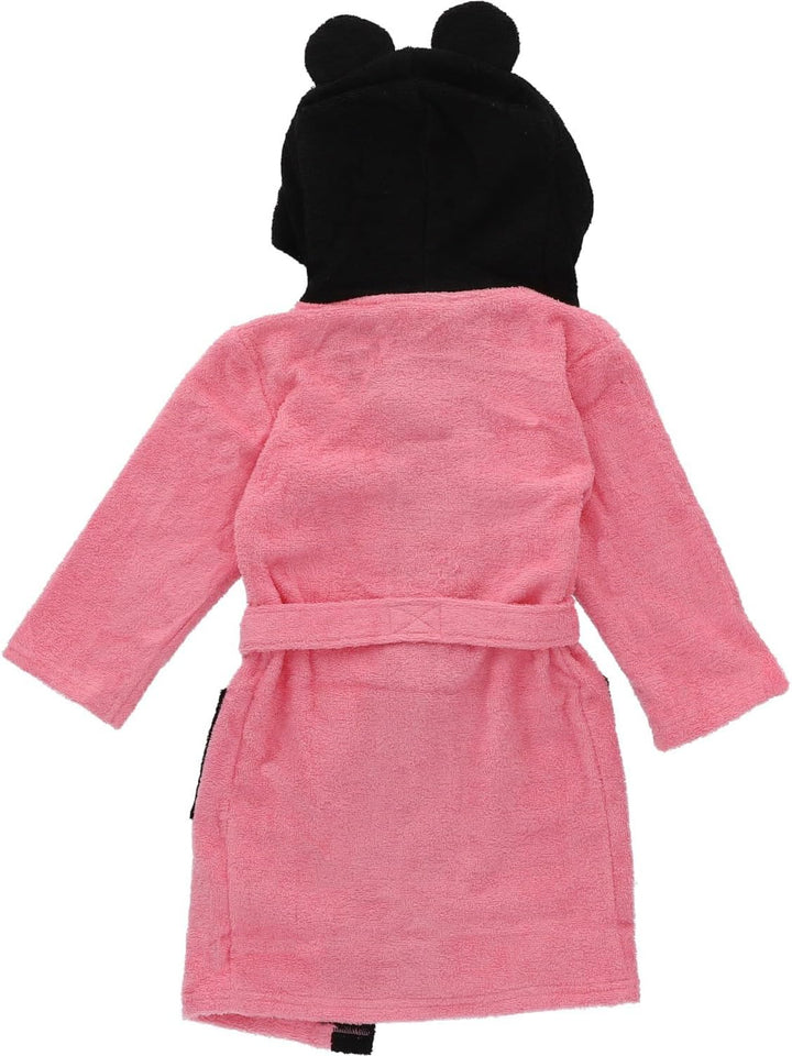 Disney - Bademantel Minnie mit kleiner Schleife – Seitentaschen – Kordelzug – 100 % Polyester – Rosa