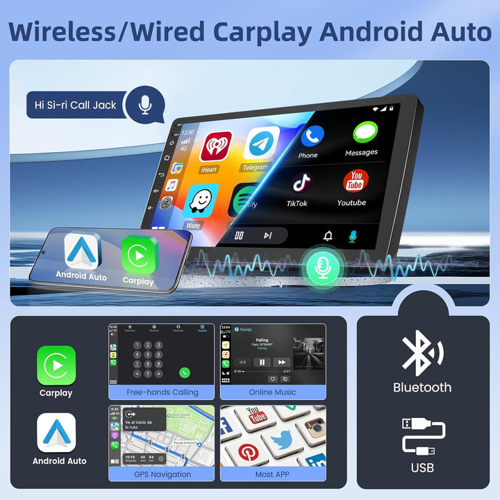 Hikity [4+64GB] Android 15 Autoradio für Audi A4 S4 RS4 8E B6 B7 (2000-2009) Radio CarPlay Android A