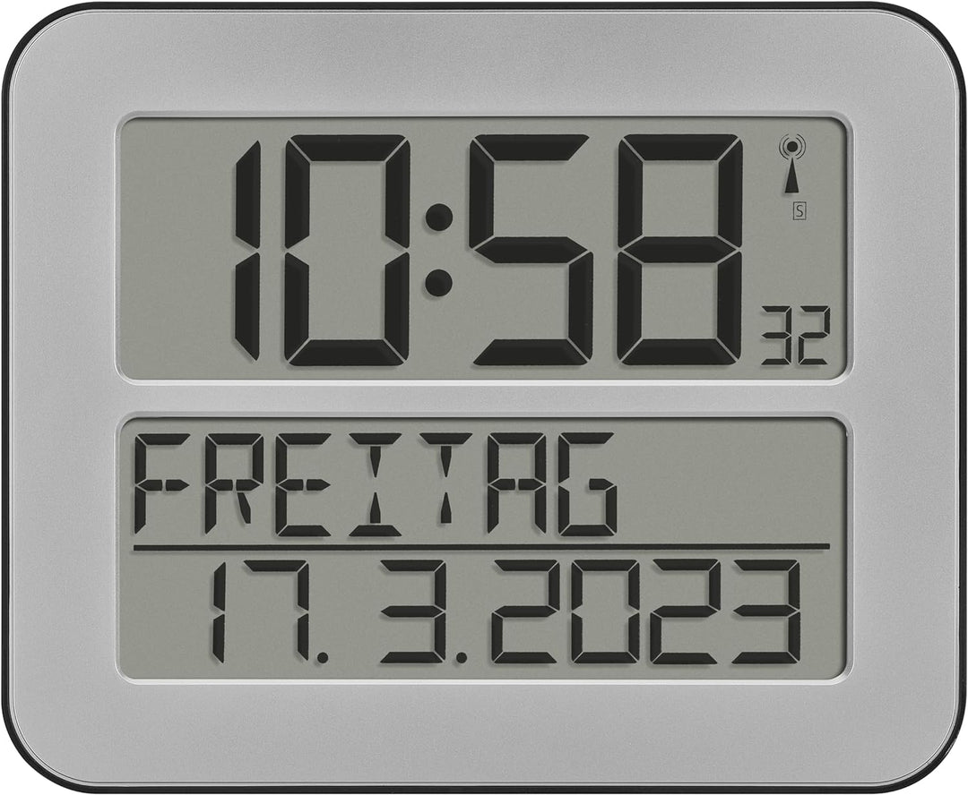 TFA Dostmann TimeLine Max Funk-Wanduhr, 60.4512.54, digital, übersichtliche Funkuhr, Seniorenuhr, De