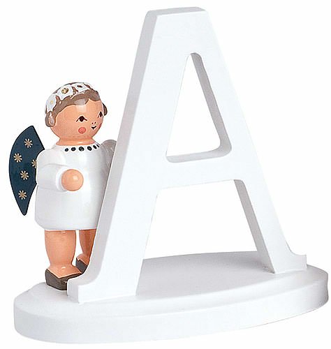 Engel-Buchstabe A, 7 cm, Holz, Mehrfarbig