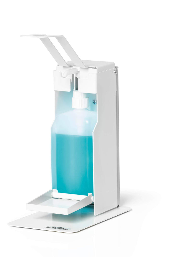 Durable Tisch-Desinfektionsspender mit Armhebel, für Desinfektionsmittel oder Seife, flexible Anpass