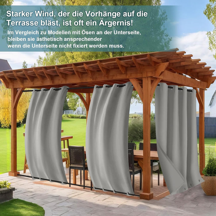 Rosnek 2 Stück Outdoor Vorhang Wetterfest Unten Gewichtet, Outdoorvorhänge mit Ösen 243x132cm Outdoo