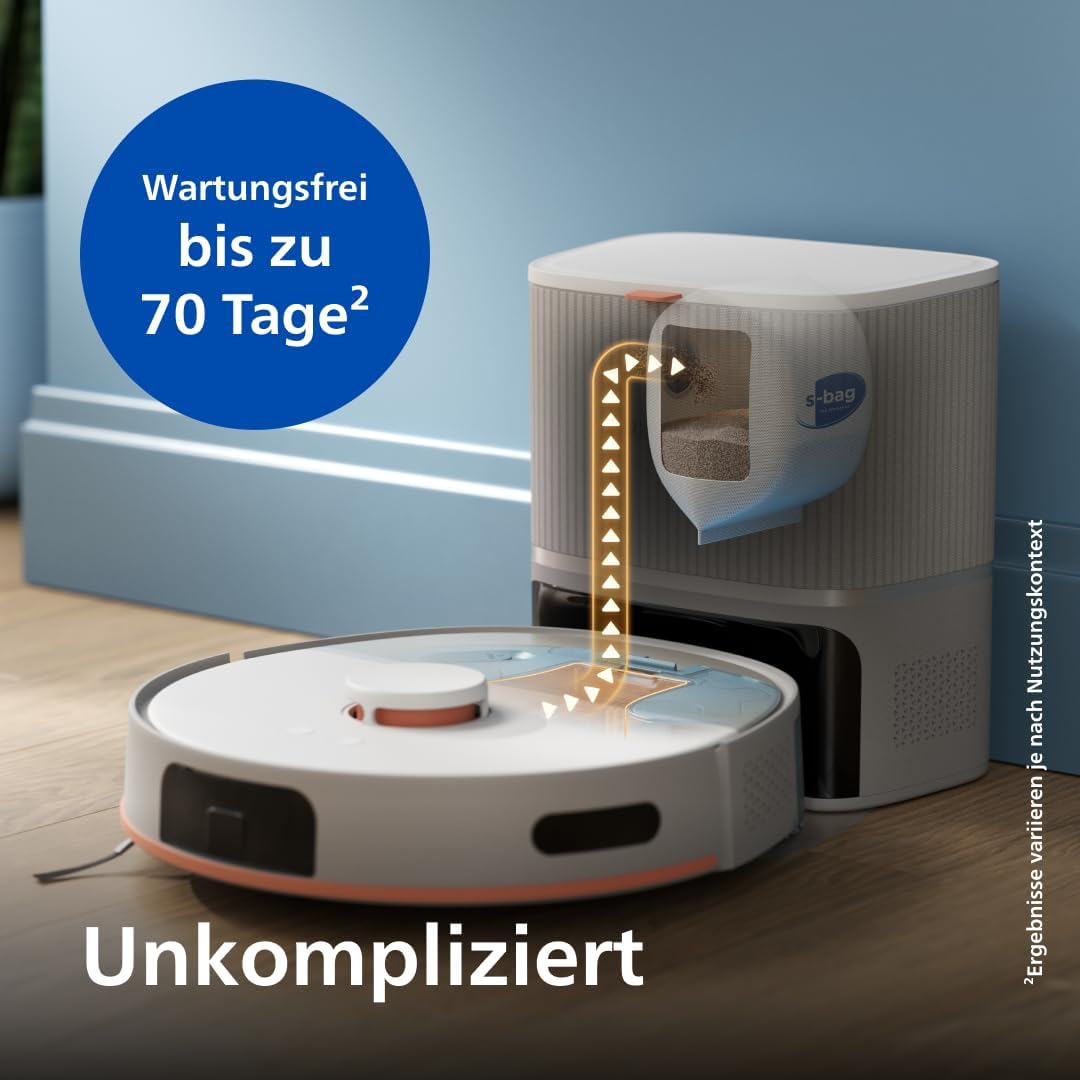 Philips Homerun 5000 Series Saug- & Wischroboter, Doppelter Wischmopp, 10.000Pa Saugkraft, Auto-Entl