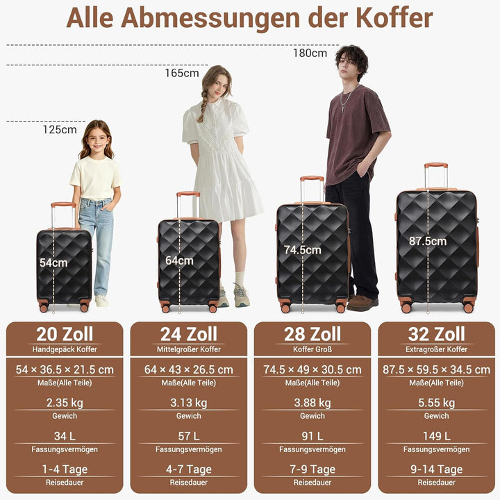British Traveller Hartschalenkoffer Mittelgross Handgepäck Koffer 61 * 42 * 26cm Reisekoffer Mittelg