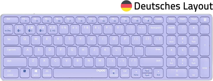 Rapoo E9700M kabellose Tastatur Wireless Keyboard wiederaufladbarer Akku flaches Aluminium Design DE