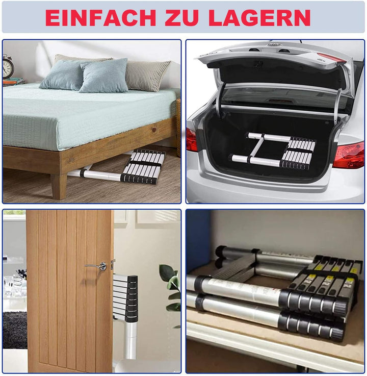 Teleskopleiter Ausziehbare Leiter, Klappleiter Stehleiter Rutschfester, aus hochwertigem, Ausziehlei