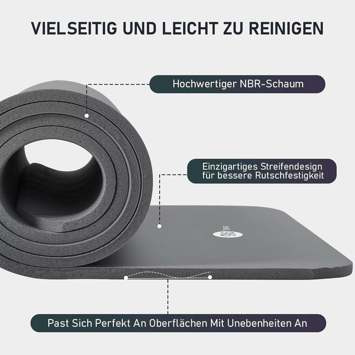 Yoga Matte Dicker, NBR Yogamatte Rutschfest Mit Tragegurt, Für Gymnastikmatte, Fitnessmatte, Sportma